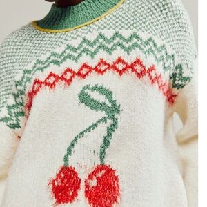 Free People Cherry Heart Sweater Dress size small